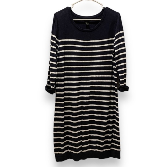 H&M MAMA | Maternity Sweater Dress | Striped Navy & White Midi | Size XS - Picture 2 of 7